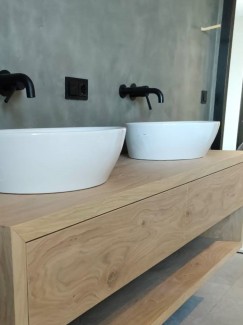 Eiken houten badmeubel met waskommen